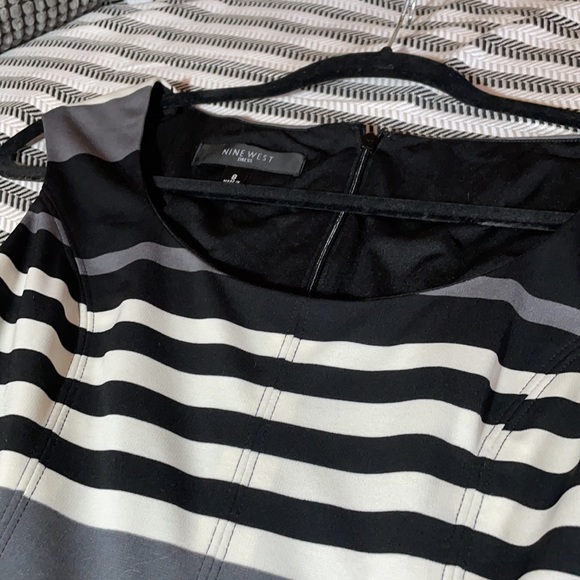 Nine West Stripped Pleated A-Line Dress - Picture 3 of 7